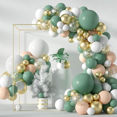 China Amazon Hot Sale 117PC/Bag Fashionable Avocado Green Balloons Garland Arch Kit Retro Green Latex Globes Baby Shower Birthday Wedding for sale