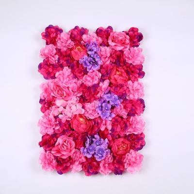 China Environmentally Friendly Rolled White Pink Flower Wall Panels Wedding Silk Material Stage Structure Fabric Flower Wall Panels for sale