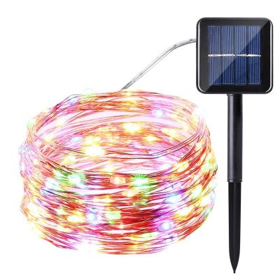 China Eco - Friendly 7M 12M 100 200leds Solar Powered LED Outdoor Fairy Copper / Silver Wire Lights String for sale