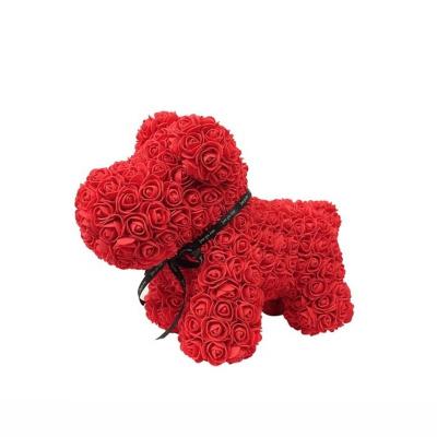 China PE Valentines Gift 38cm Romantic Artificial Rose Dog For Wedding Girlfriend Birthday DIY Gift Creative Present Without Box for sale