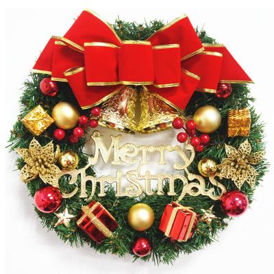 China PVC Christmas Wreath Merry Christmas Pine Garland Party Decoration Front Door Ornament Wall Artificial for Indoor and Outdoor for sale