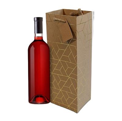 China Recyclable Wholesale Wine Bottle Packaging Kraft Paper Bag Products Gift Bags With Logo for sale