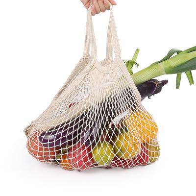 China Logo Produce Cotton Grocery Mesh Reusable Organic Vegetable Drawstring Bags for sale