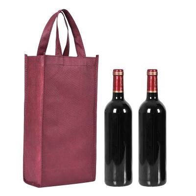 China Burgundy Reusable Gifts Carrying Tote Promotional Gift Non-Woven Wine Bag With Handles for sale