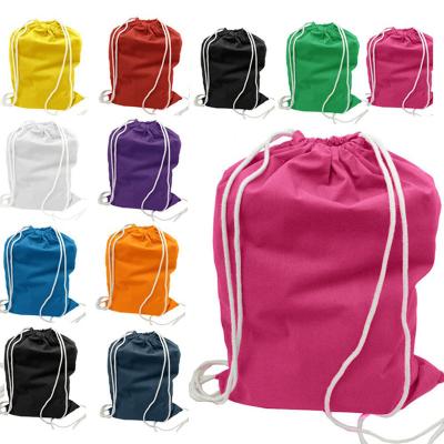 China Low MOQ Reusable Customized Wholesale Gift Cloth Canvas Drawstring Cotton Carry Backpack Bag for sale