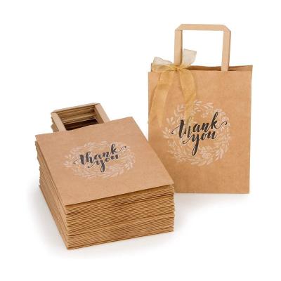 China Recyclable Custom Printed Brown Kraft Paper Shopping Bag With Handles for sale