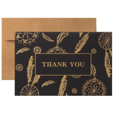 China Europe Personalized Bulk Luxury Custom Copy Made Black and Rose Gold Thank You Cards with Logo Envelope for sale