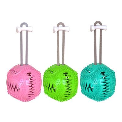 China New Design Pet Toy Chew Toys Food Dispenser Rope Ball Dog Toothbrush Interactive Molar Sustainable Pet Cleaning Toy for sale