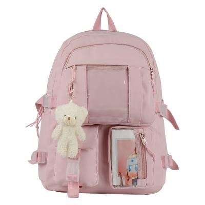 China Kawaii Waterproof Backpack Women Casual Bookbag Daypack School Bags For Girls Set With Toy Pendant for sale