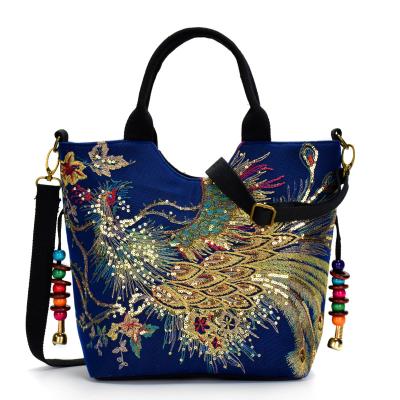 China Fashion hot sale Tote Handbags Embroider Canvas Shoulder national style bags popular ladies handbags for sale