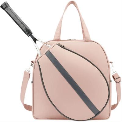 China Water Resistant Outdoor Durable Women Girls Tennis Bag Badminton Racket Shoulder Bag Nylon White Pink Gym Sports Bags for sale