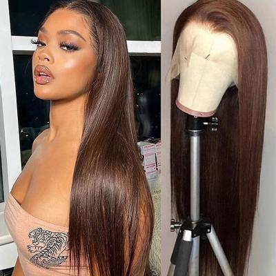 China Wholesale Cheap Straight Hairstyle 150% Density Honey Brown Straight Human Hair Lace Front Wig For Black Women Brazilian Hair for sale