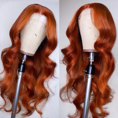 China Body Wave Ginger Color Orange 13x4 Lace Wigs Remy Hair Glueless Lace Front Wigs Body Wave Hair Wigs Pre Plucked Brazilian For Women for sale