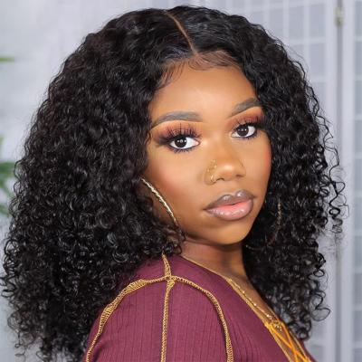 China Deep Wave 150% Deep Wave For Women's Lace Frontal Wigs Brazilian Transparent Deep Wave Front Short Bob Highlight Hd for sale