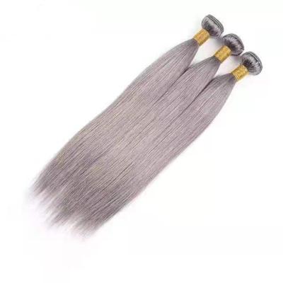 China Cute Hair Gray Straight Human Hair Grade 10a Cuticle Aligned Straight Virgin Gray Raw Brazilian Remy Hair Bundles for sale