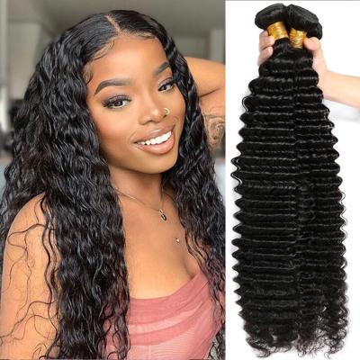 China Deep Wave 10a 100% Brazilian Raw Human Hair Bundles With HD Lace Frontal Closures Mink Cuticle Aligned Virgin Hair Weave Extension Seller for sale