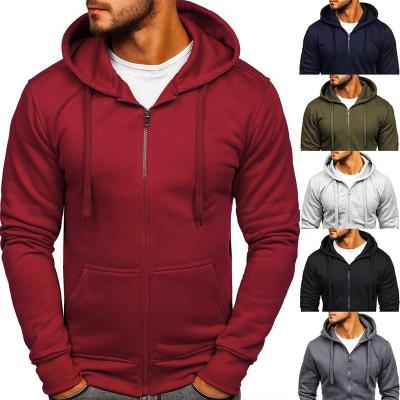 China Autumn Men's European Code Anti-wrinkle Solid Color Cardigan Sweater Hooded Men's Casual Jacket for sale