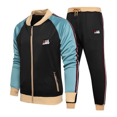 China Men's Sportswear 2 Piece Casual Sweatsuit Men's Breathable Cotton Sweatsuit Tracksuits Jogger Set With Zipper for sale