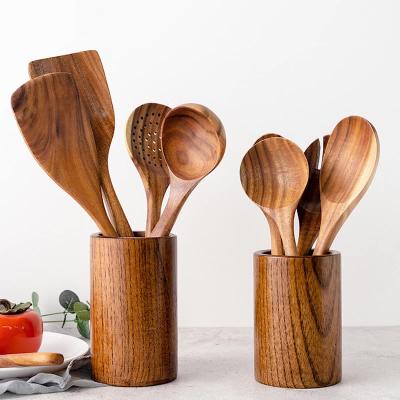 China Viable Maniac Amazon Teak Spatula High Heat Sauté Shovel Colander Wooden Spatula Utensil Set for sale