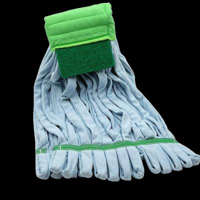 China Sustainable USA Microfiber Tube Mop With Green Band Wet Mop Head for sale