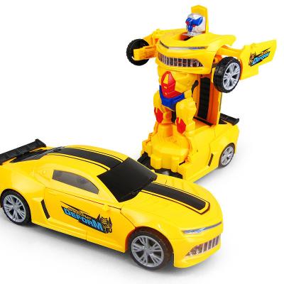 China Toy Children Electric Universal Children Car Transformation Light Included Music Deformation Automatic Robot Toy Car for sale