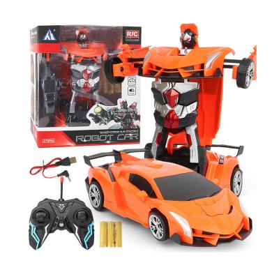 China 360 Degree Rotation 2 In 1 Variable Driving RC Robot Cars Models RC Remote Control Car Fighting Toy New Year Gift for sale