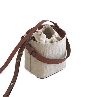 China Lifetime Bonita Style Canvas Leather Shoulder Bucket Messenger Drawstring Lady Bags Daily Bags OEM/ODM New for sale