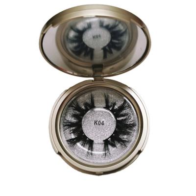 China Custom Mirror logo false eyelash case lash box with empty round tray circle eyelash boxes with mirror for sale