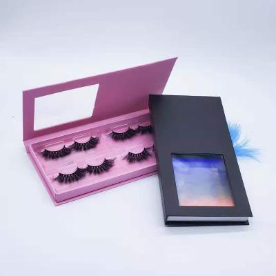 China Customized 4 Pairs 25mm Single Eyelash Box Natural Black Pink Mink Eyelashes Packaging Box Case 2021 for sale