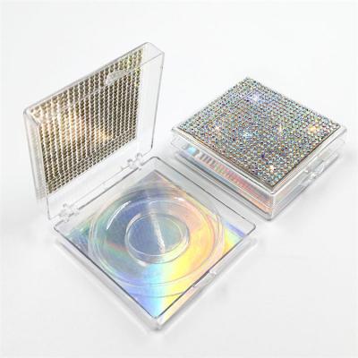 China Natural Wholesale Long Diamond Crystal Eyelash Box With Rhinestone Multi Color Eyelash Box With Tray for sale