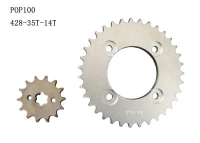 China POP100Motorcycle Sprocket Chain 35T-14T / Tratamiento térmico de alta calidad en venta