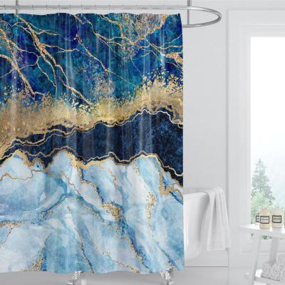 China Stocked Amazon 3D Digital Printing Shower Curtain Thickened Series Bathroom Shower Curtain Waterproof Marble Customization for sale