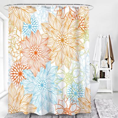 China 2021 Latest American Style Design Hot Selling Polyester Printing Bathroom Curtain Bath Stocked Waterproof Curtain for sale