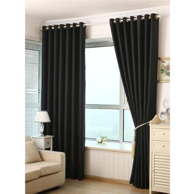 China 2021 Fire Retardant Hot Sale Black Polyester Thermal Insulated Grommet Blackout Curtains For Home Bedroom for sale