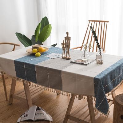 China Wholesale Oilproof Square Home Textile Cotton And Fabric Linen Table Cloth With Tassels for sale