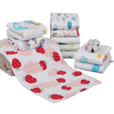 China Factory direct sales soft high-density bubble printing face towel six-layer cotton small towel QUICK-DRY children for sale