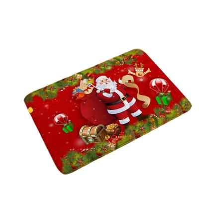 China 40x60cm Mat Flannel Floor Mat Merry Christmas Home Entrance Washable Door Mat Anti Slip Floor Mat For Living Room Bathroom Kitchen for sale