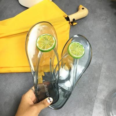 China Female Fruit Lemon Flip Flops PVC Flip Flops Summer New Style Jelly Transparent Woman Flip Flops Fashion Trend Slates Couple Beach Sandals for sale