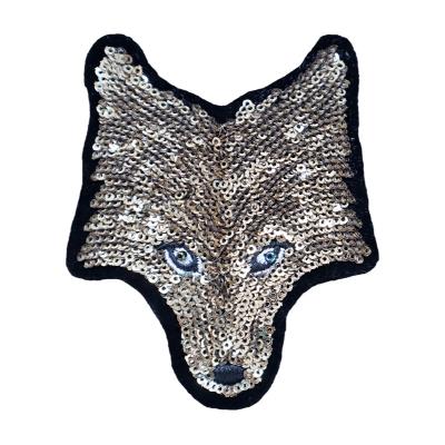 China 3D Machine Grade Hot Selling Sequin Cool Beautiful Dark Wolf Fashion Design Printed Embroidery Patches for sale