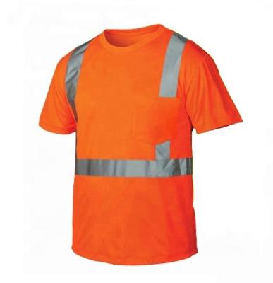 China High Visibility Orange Color Safety Work Construction T Shirt With Pockets for sale