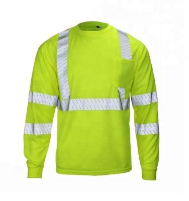 China Custom High Visibility Long Sleeve Work Shirt Reflective Safety Polo Shirt for sale