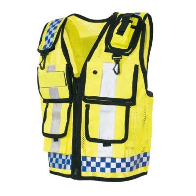 China Custom Made 100% Polyester High Visibility Reflective Police Traffic Safety Vest With Pockets for sale