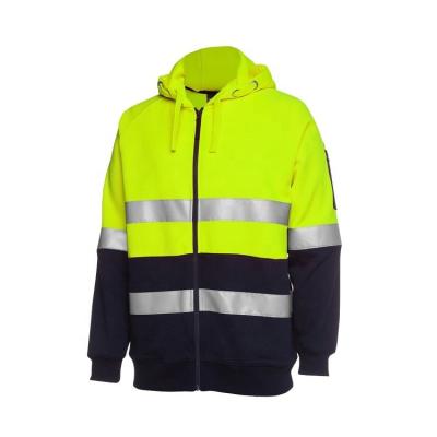 China For the force of yellow hi safety pullover hoodie with stripes jacket reflective workwear for sale