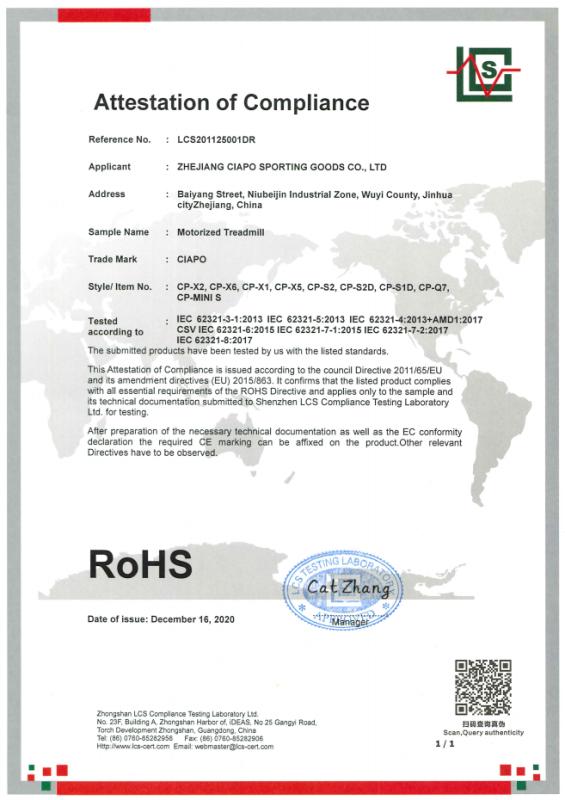 RoHS - Zhejiang Ciapo Sporting Goods Co., Ltd.