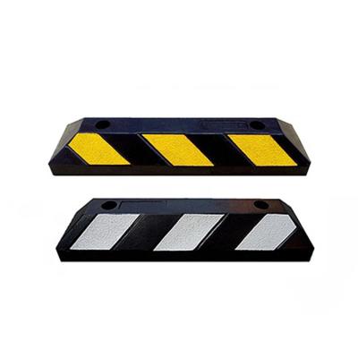 China Reflective Tape Ensure Maximum Visibility Wheel Stopper Rubber Wheel Stopper High Quality Rubber Wheel Stopper Loading Ramp Aisle Rubber for sale