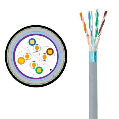 중국 도체 0.51mm FUTP 4쌍 이중 재킷 Cat5e Lan 이더넷 케이블 24AWG 판매용