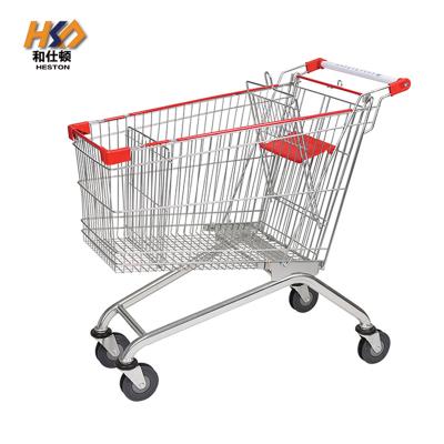 China estilo alemán el 1.05M With Wheels del carro de la carretilla de las compras del alambre del hierro 125ltr en venta