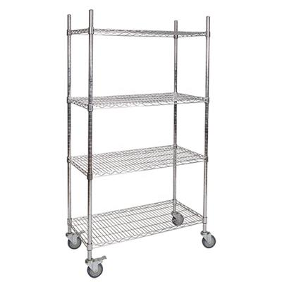 China 1200mm 150kgs Storage Wire Shelves Powder Coated 12 X 48 Wire Shelving With Wheels for sale