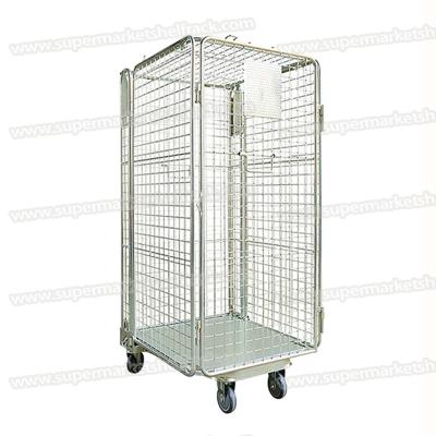 China Carro de la logística de las ruedas de Mesh Metal Trolley Storage With del alambre en venta