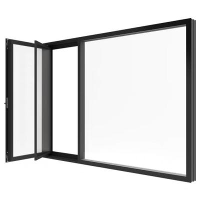 China Magnetic Screen New French Tilt Turns Residential Glass Casement Window Double Glazing Aluminum Frame Windows for sale